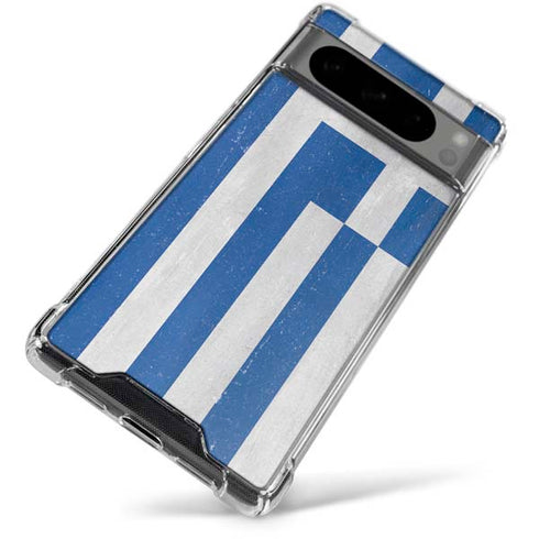 Greece Flag Distressed Google Pixel 8 Pro Clear Case